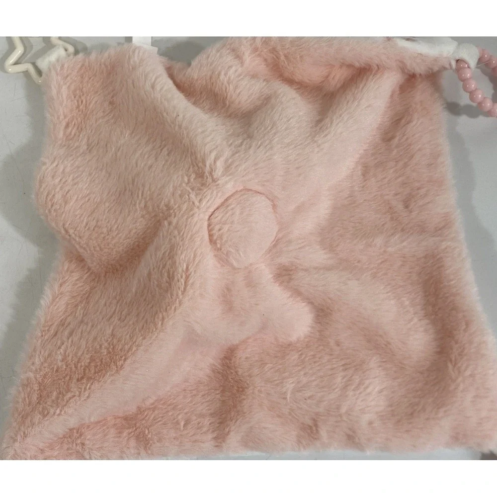 DreamGro Super‎ Soft Plush White & Pink Bunny Activity Security Blanket Lovey